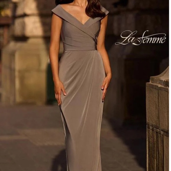 LaFemme NWT 25206 Mothers Dress PEWTER Maxi Dress